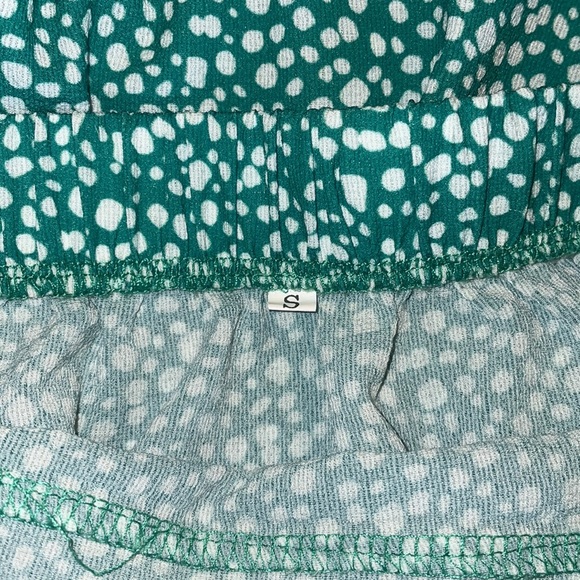 Y2K Mini Wrap Skirt Green Floral Print Ruffle Side Zipper - Picture 3 of 3